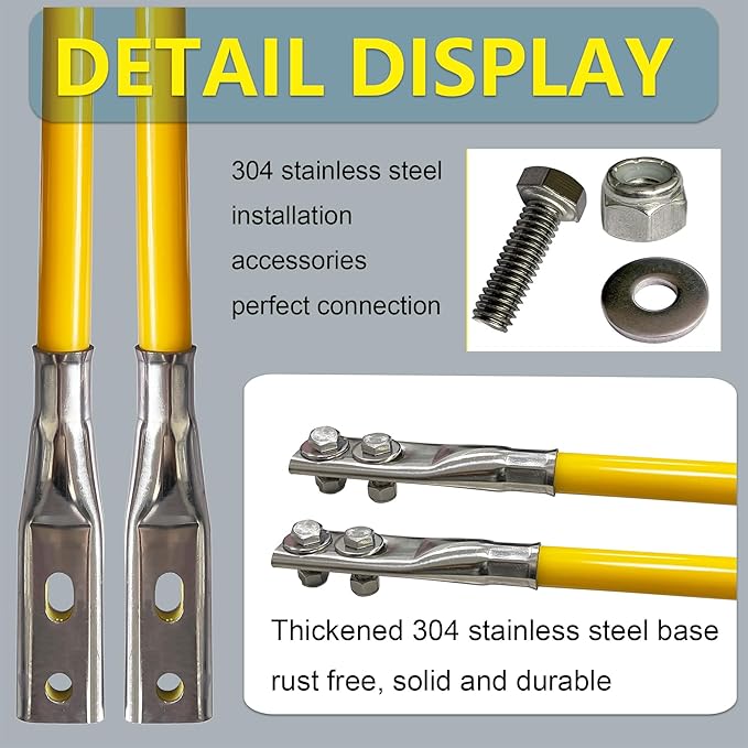 28" Yellow Snow Plow Markers Blade Guides 304 Stainless Steel Joint 3/4''Built-in Steel Wire Never Break for Blizzard Boss SNO-Way Western Snowplows Pickup Truck SUV UTV ATV