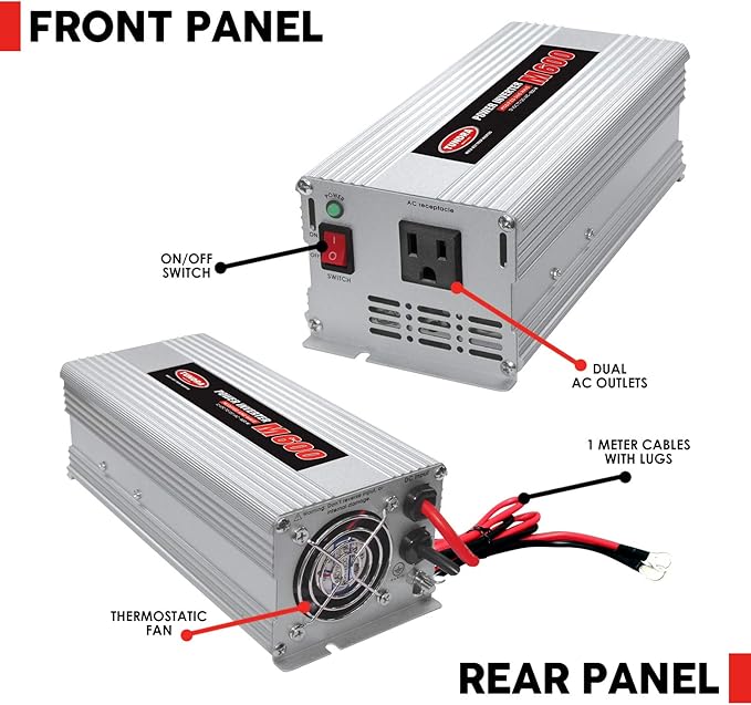 Tundra M Series - Truck Power Inverter - Modified Sine Wave 600W / 12 Volts DC to 120 Volts AC - M600
