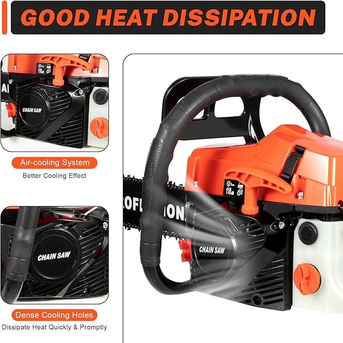 58cc Gas Chainsaw, 20 Inch Gas Powered Chainsaws with Tool Bag, 3.6HP 2-Cycle Handheld Cordless Petrol Gasoline Chain Saw for Cutting Tree Wood Trimming Garden Farm
