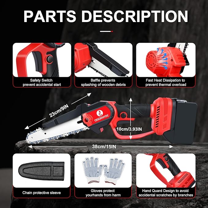 Cordless Mini Chainsaw 6 Inch for Milwaukee 18V M18 (No Battery), Brushless Portable Electric Chain Saw Tool for M18, Small Handheld Chainsaw for Pruning Shear Branch Wood Cutting Tree