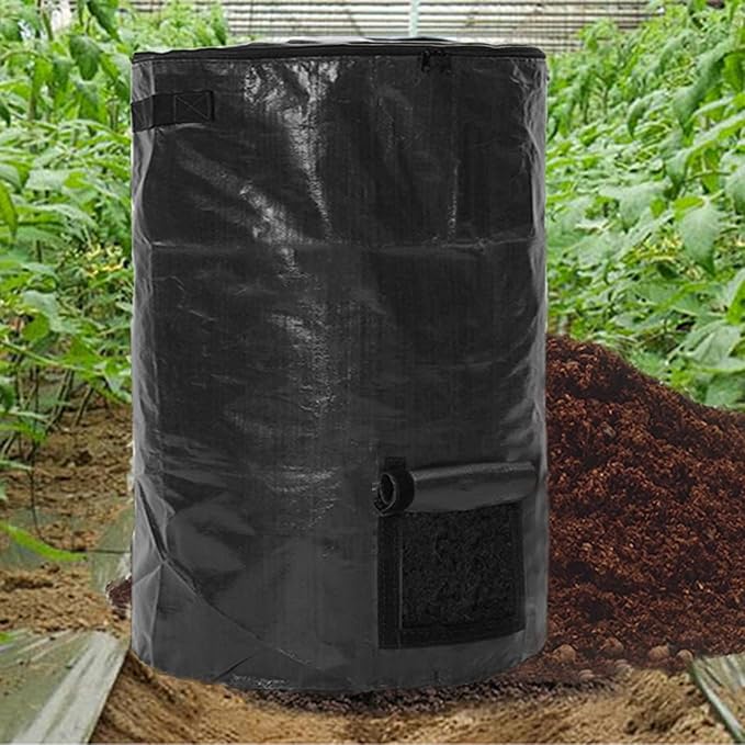 Large Compost Bin Bags,Garden Compost Bin Bags 80 Gallon(300L) Outdoor Collapsible Garden Yard Garbage Cans Fallen Leaf Bag (Black 1pc)