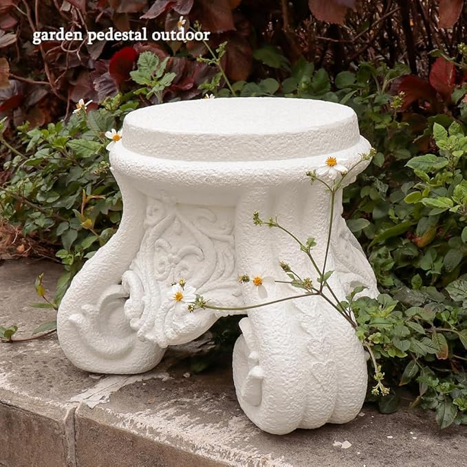 Outdoor Pedestal Stand for Garden Decor - ClassicalL Plinth Pedestal Stand for Statues, Decorative Garden Pedestals and Statue Stand,12" Tall