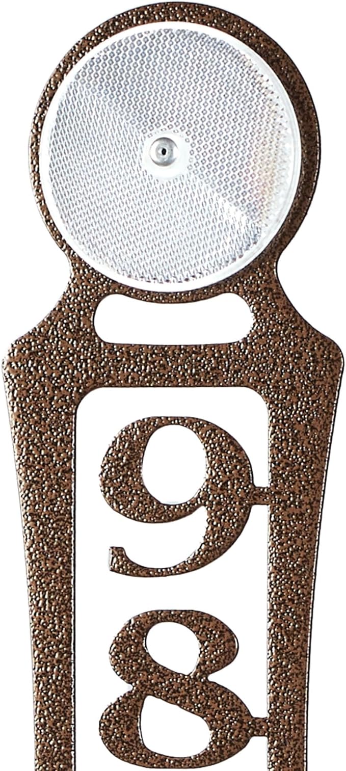 Pathways Vertical Custom Reflective Driveway Marker Set of Two | Personalize with 1-5 House Numbers or Last Name | Weathered Bronze Finish for Outdoors Year-Round | Address Reflector Stake Set