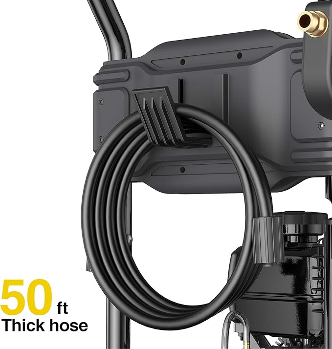 BLUBERY 3500PSI Gas Pressure Washer, 2.6GPM 212CC Heavy Power Washer, 30Ft High Pressure Hose&Soap Tank, 5 Adjustable Nozzles, Cleaning for Driveway/Concrete/Vinyl Fencing,Max