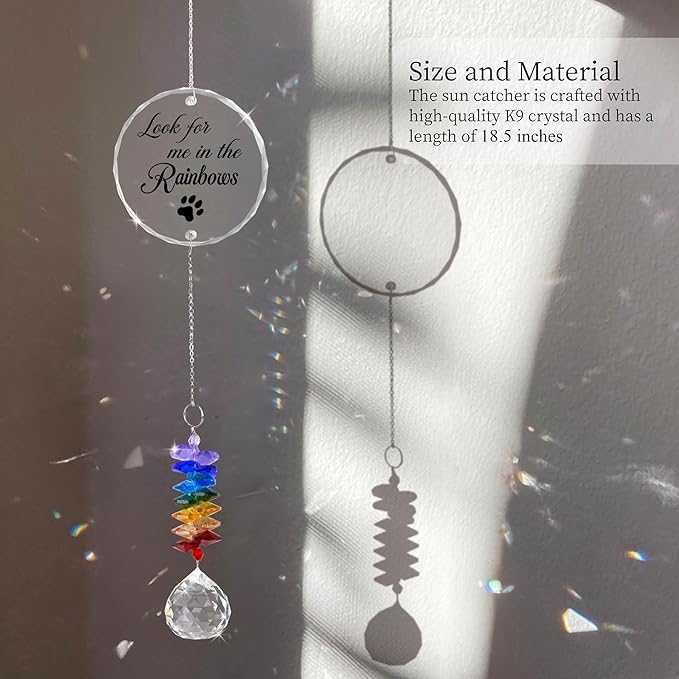 Pet Memorial Suncatcher - Pet Memorial Suncatchers - Dog Cat Loss Sympathy Gift - Rainbow Crystal Prism - Bereavement Keepsake - Pet Lover Gift - Daily Remembrance - Suncatcher Ornament