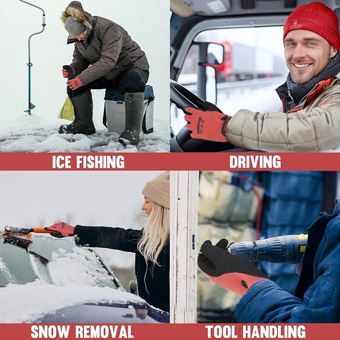 HANDLANDY Waterproof Work Gloves for Cold Weather, Insulated Winter Freezer Work Gloves with Grip for Men & Women