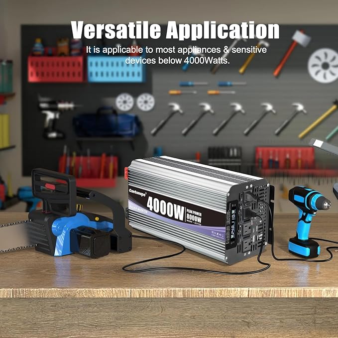 4000 Watt Power Inverter, Car Inverter 24V DC to 110V/120V AC Converter with LCD Display, 4 AC Outlets, USB Port & Remote Controller for RV, Truck, Off-Grid Solar System