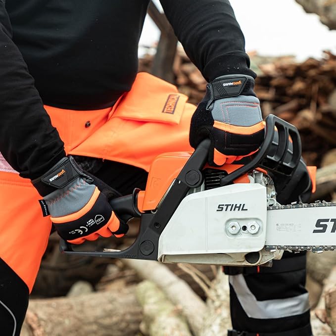 ANTI-CUT Chainsaw Gloves, Touchscreen Chainsaw Work Gloves, 12-Layer Protection on Left Hand Back Only, All Purpose