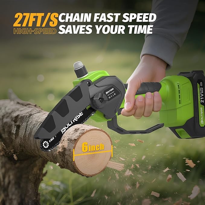 Mini Chainsaw, 6 Inch Mini Cordless Brushless Electric Chainsaw, 2×2.0Ah Batteries & Auto Oiler HandHeld Powered Chain Saw, for Tree Trimming Wood Cutting Garden and Yard Work