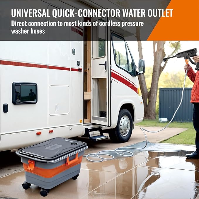 Cordless Pressure Washer with Collapsible Bucket, 300PSI Portable Electric Powered Washer, 6-in-1 Nozzle Car Battery Powered Pressure Washer Handheld for Car/Fence/Garden/Floor/Yards Cleaning