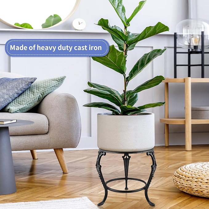 MOLIGOU Potted Plant Holder, Cast Iron Flower Pot Stand, Heavy Duty Plant Stand