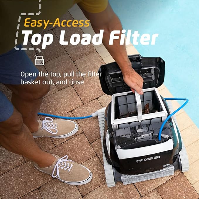 Dolphin 2025 Model Explorer E30 Wi-Fi Automatic Robotic Pool Vacuum Cleaner, Wall Climbing, Waterline Scrubber Brush, Ideal for Inground Pool 50 FT in Length