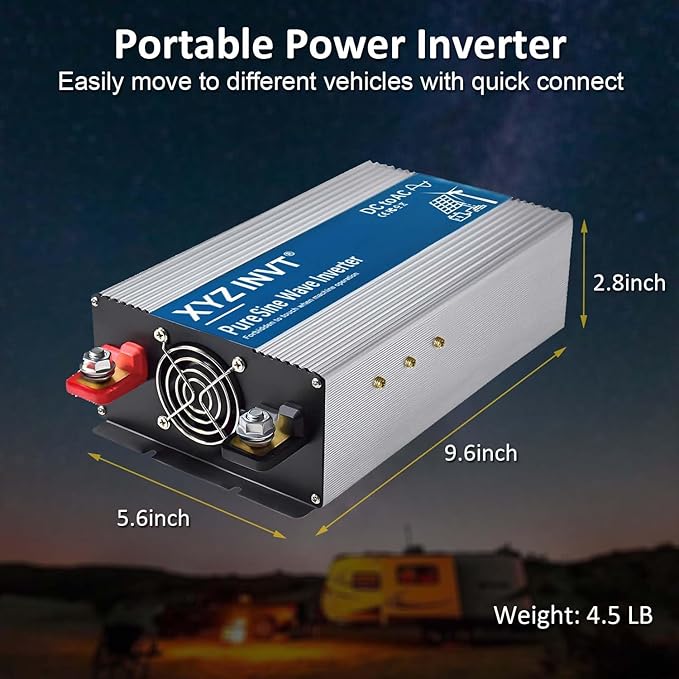 1800W Pure Sine Wave Inverter DC 48V to AC 120V, 3600W Peak Power with LED Display, Power Converter for Car, Truck, Solar, Home & Rechargeable Devices