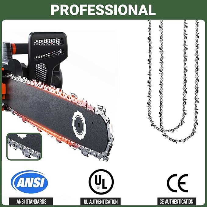 12 Inch Chainsaw Chain .050" Gauge, 3/8" LP Pitch, 45 Drive Links Compatible with Craftsman 358.34101,Echo CS-2511T,SUNJOE SWJ698E Greenworks,Poulan,Remington,Ryobi,12" Replacement Chain 4Pack