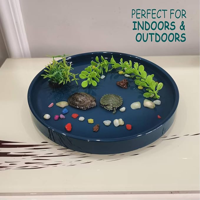 Ceramic Flower Pot Saucers, 9 Inch Plant Pot Saucers for Indoors Plants, Plant Trays for Pots Holding Water Drips and Soil, Drainage Tray for Plant Pot (Blue)