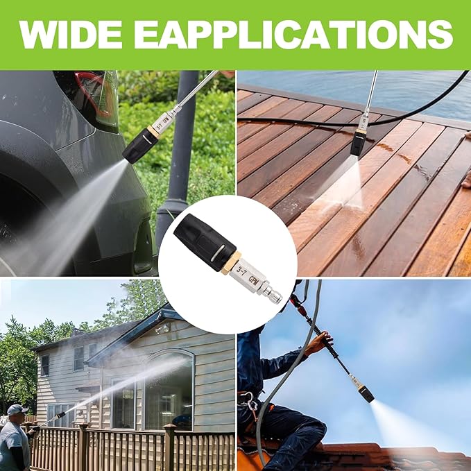 Adjustable Downstream Soft Wash Nozzle, Shooter Tip M5 Long Range Soap Twist Chemical Nozzle with 0-60° Spray Pattern, for Pressure Washer 1700-6000 PSI, 3-7 GPM, 1/4 in Quick Connect