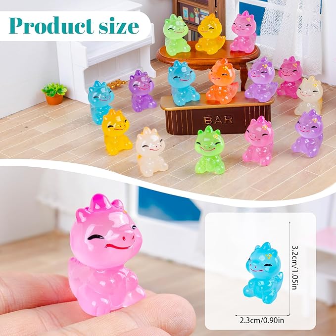 40 Pcs Mini Resin Dinosaur 1.3″ 8 Variety Tiny Animals Figures Miniature Little Small Figurines Bulk for Micro Fairy Garden Landscape Accessories Hide Crafts Decor