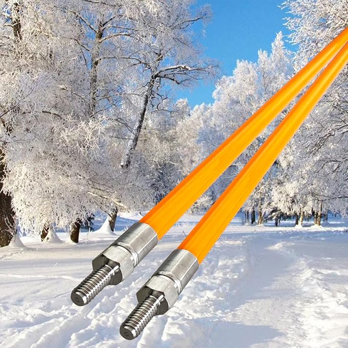 Snow Plow Blade Markers Guides Kit Orange 24''304 Stainless Steel Vertical Stud Mount Joint Never Break Never Rust High Visibility Fit for Boss Western plows and More (Orange)