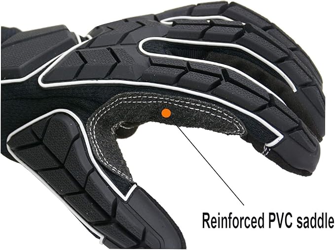 HANDLANDY Anti Vibration Gloves, SBR Padding, TPR Protector, Mechanic Work Gloves (Large, Black)