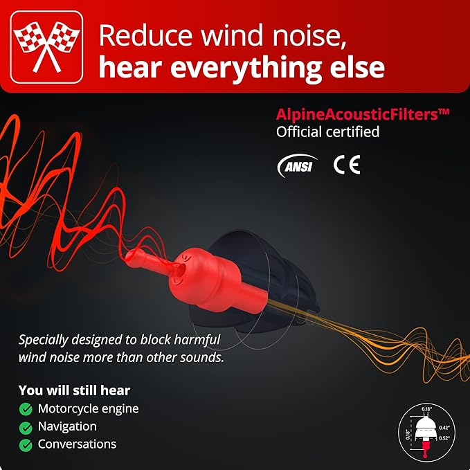 Alpine MotoSafe Race MotoGP™ - Motorcycle Ear Plugs for Wind Noise Reduction - 20dB - Ultra Soft Comfortable Motorcycle Hearing Protection - 1 Pair