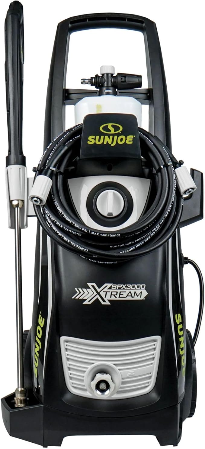 Sun Joe Electric Pressure Power Washer w/ 4 Nozzles & Foam Cannon, 2200 PSI (PWMA Certified), 1.1 GPM, 14.9-Amp Motor - Heavy-Duty Cleaning Machine for Patios, Decks, & Sidewalks, SPX3000-XT XTREAM
