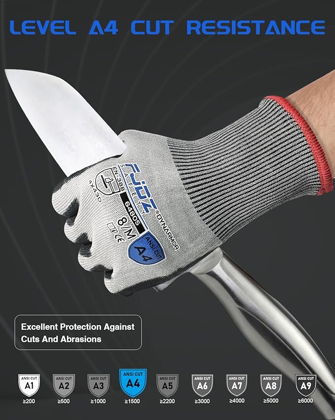 A9 Cut Resistant Work Gloves, 18 Gauge Ultra-light Foam Nitrile Coated Touchscreen ANSI A3 A4 A6 A9 Cutting Glove