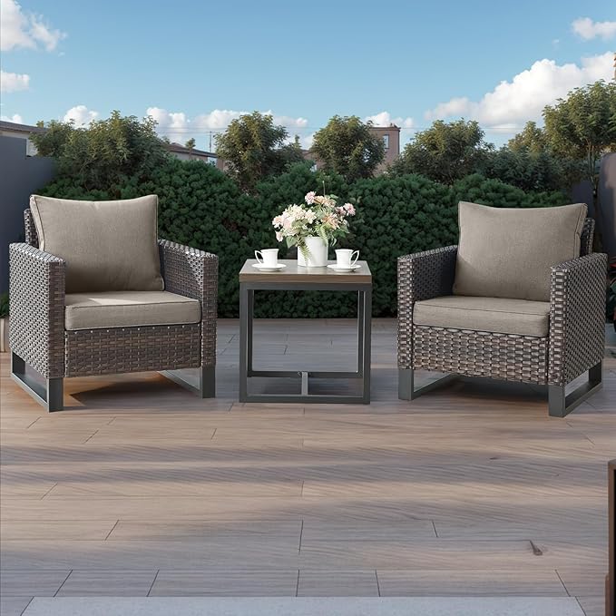 HUMMUH 6 Piece Patio Furniture Outdoor Sectional Sofa Set All-Weather Wicker Outdoor Chairs with End Table Ottomans for Patio,Porch,Garden,Backyard