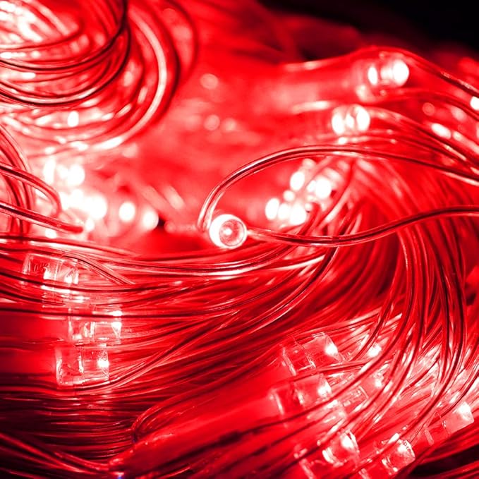 Net Light Christmas Lights Red, 240 LED Tree Mesh Lights Outdoor Plug in Hanging String Lights for Xmas, Halloween, Garden, Walkway, Bushes Decor-9.8ft x 6.6ft(Red)