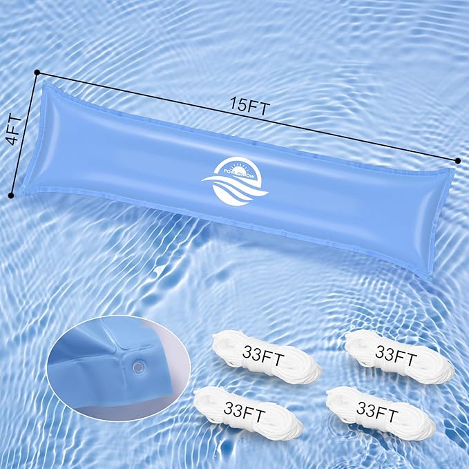 Pool Pillows for Above Ground Pool, Ultra Thick Cold-Resistant Pool Air Pillow for Winterizing 0.4mm PVC Material Pool Cover Air Pillow, 4 x 15 Ft