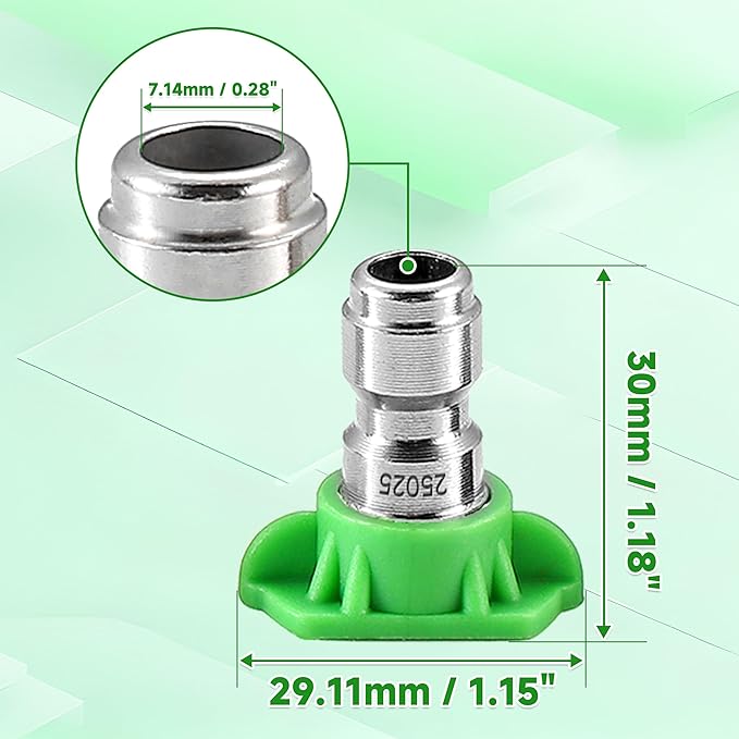 Tool Daily Pressure Washer Tips, 25 Degree Green Power Washer Nozzle Tips 7 Pack with Nozzle Holder, 1/4 Inch Quick Connect, 4000 PSI