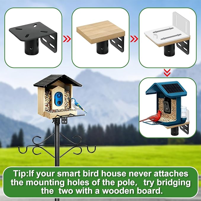 89 inch Double Hooks Heavy Duty Bird Feeder Pole with Squirrel Baffle for Outdoors,5-Prong Base Adjustable Bird House Pole for Smart Camera Birdfeeder,Bluebird House