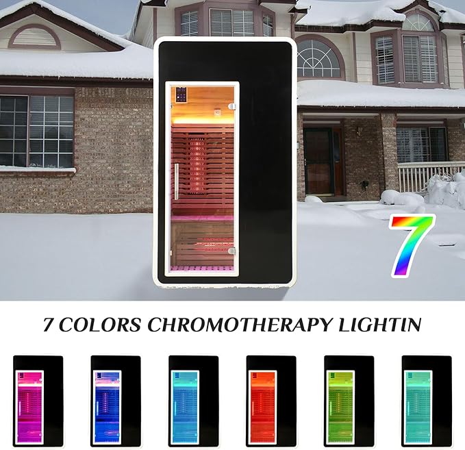 Outdoor Infrared Sauna 2 Person,Luxury Waterproof Red Cedar Sauna, All-in-One, No Setup, No Assembly, 6 Heating Panels, Light Strip, 1950W 120V app Control, Plug & Play Home Spa(0-149℉)