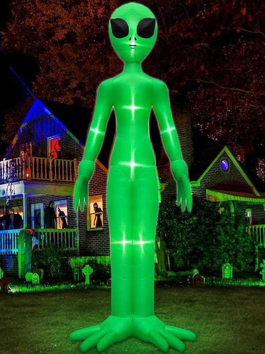 TURNMEON 14 Ft Giant Halloween Inflatable Alien Decoration with Built-in LEDs Outdoor Blow Up Alien Ghost Halloween Decor for Yard Garden Lawn Holiday Party