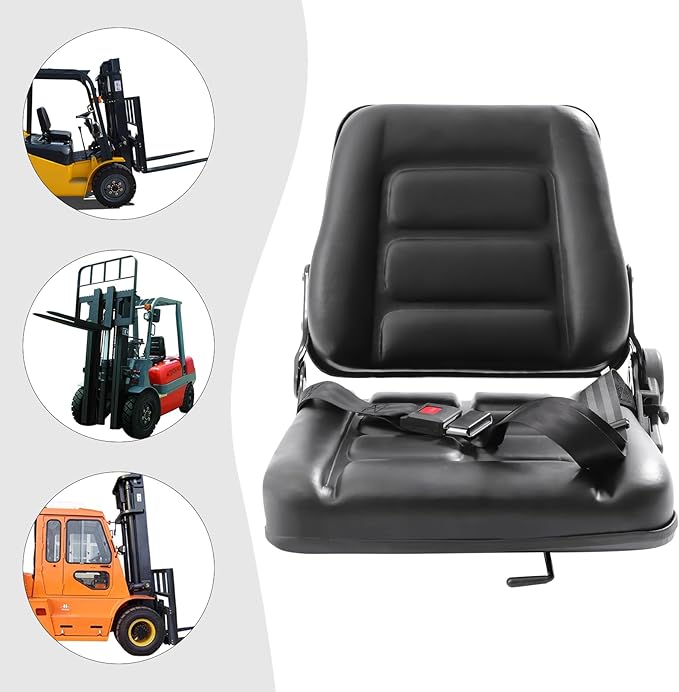 Universal Lawn Mower Seat, PVC Garden Tractor Seat, Tractor Suspension Seat, Universal Forklift Seat with Safety Belt, Full Suspension Seat Replacement for Heavy Mechanical Seat