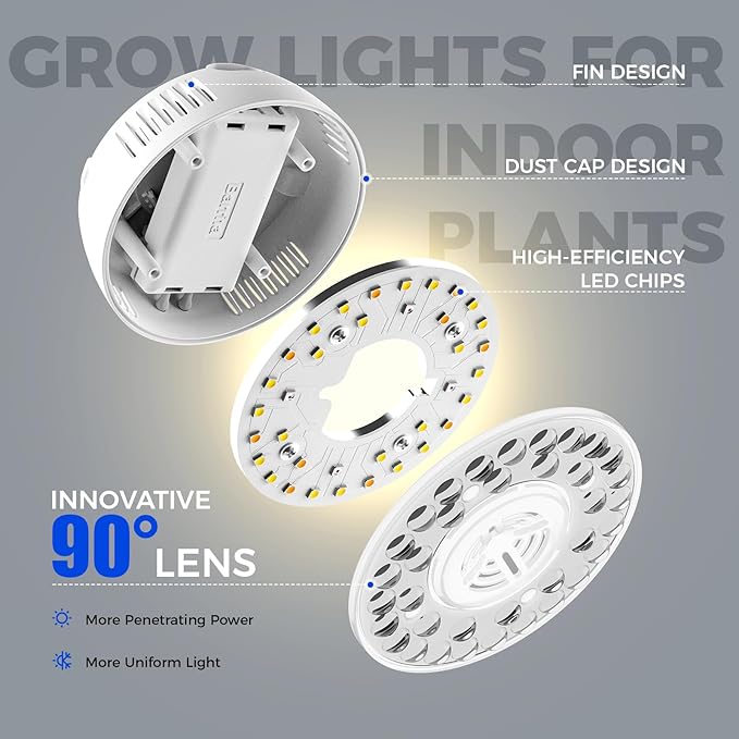 Barrina Orbgrow OG09 Puck Grow Light with Timer, 660nm Red LEDs 36W(4 x 9W, 540 Watt Equiv), Full Spectrum Plant Light for Indoor Plant, Magnetic & Linkable, 5 Levels Dimmable for Plant Shelf, 4 Packs