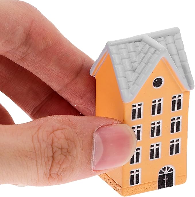 LUOZZY 6pcs Miniature Fairy Garden House Mini Cottage Figurine Miniature House Statues Dollhouse Fairy Garden Village Accessories
