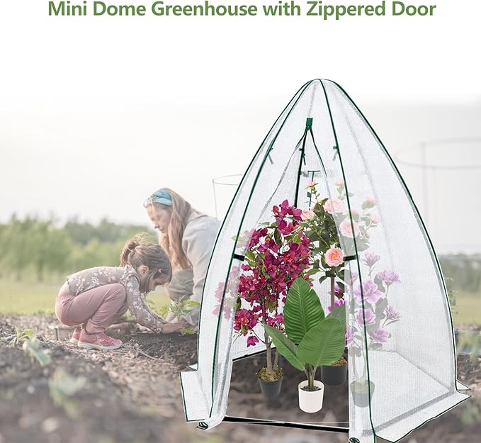 Greenhouse for Outsides, 54”x 54”x 71” Heavy Duty Green House Tent with Durable PE Cover, Garden Plant Protector with Zippered Door Mesh Window for Vegetables Flowers Fruits Herbs, White