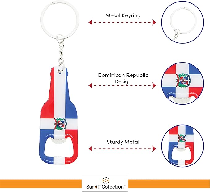 SandT Collection Metal Beer Bottle Opener - Dominican Republic Flag Shape
