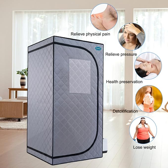 Sauna, Full Size Steam Sauna Tent, Portable Steam Sauna for Home Spa, Home Indoor Sauna, Full Body Sauna Tent for Relaxation (Gray Full Size)