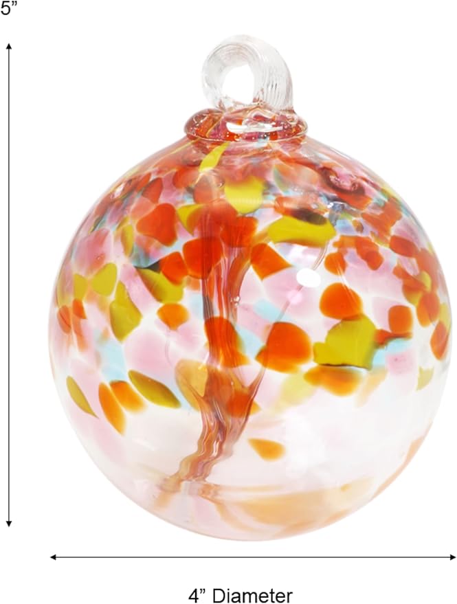 Dale Tiffany Hand Blown Glass, 4" Diameter Eden, Tree of Life Collection, Witch Globe Hanging Garden Indoor/Outdoor Decorative Ornament Gazing Ball