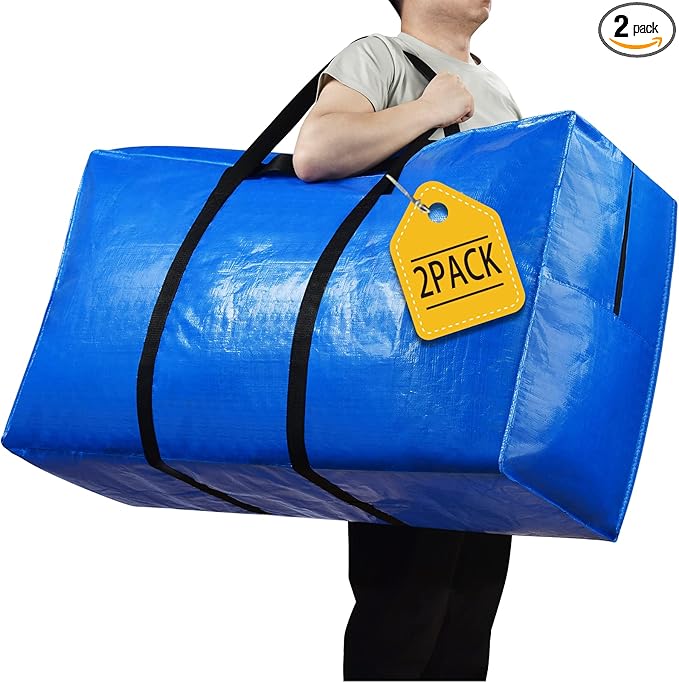 168 Gallon Extra Large Storage Bags, Zippered Outdoor Cushion Furniture Storage Bag with Handles,Jumbo Large Moving Bags Heavy Duty, Christmas Tree Bag, 65x30x20 inch - 2PACK