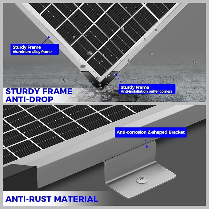 Voltset Solar Panel Kit 50W 12V with MPPT Controller, Solar Battery Trickle Charger Maintainer, Waterproof Solar Panel with Adjustable Mount Bracket for Boat RV Motorcycle Marine