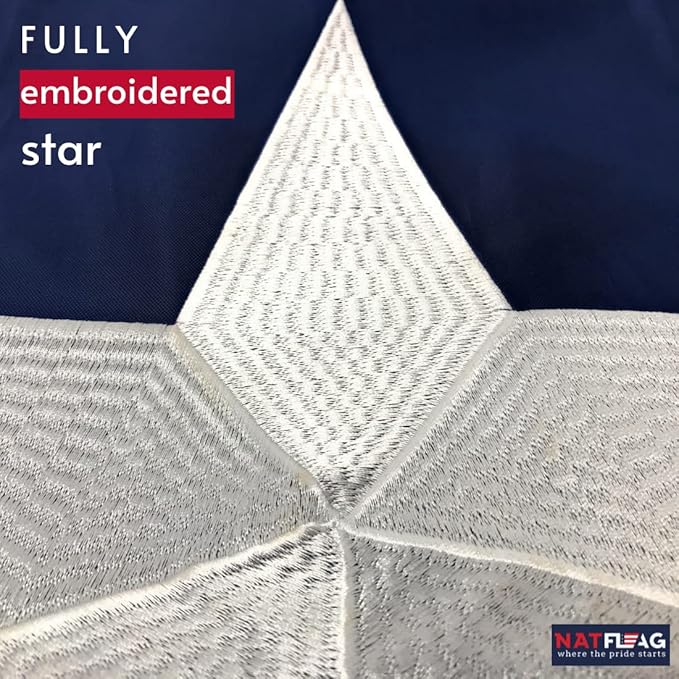 Texas Flag 3x5 ft with Embroidered Star | Tough Long Lasting Nylon | Built for Outdoor Use | UV Resistant | ZigZag Stitching on Fly End for Extra Durability