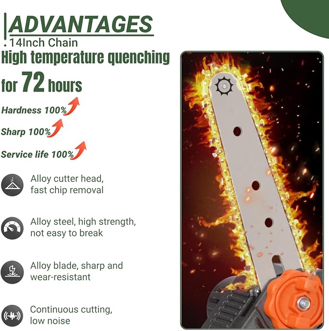 4Pcs 14 Inch Chainsaw Chain 3/8" LP Pitch .043" Gauge 52 Drive Links Compatible with EGO CS1400/1401, Makita XCU03, Worx WG384, Kobalt KCS 4040-06, Worx WG384, Ryobi - 49162749, R52 and More