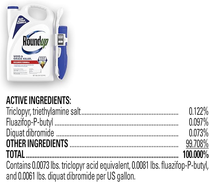 Roundup Weed & Grass Killer₄ with Comfort Wand, Use in and Around Flower Beds, Trees, and Driveways, 1 gal.