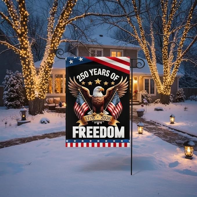 America 250 Years Garden Flag,250th Anniversary USA Double-Sided Cotton Linen Flags with Eagle Design,1776-2026 No Kings of Freedom(C_2.33 x 3.33 ft)