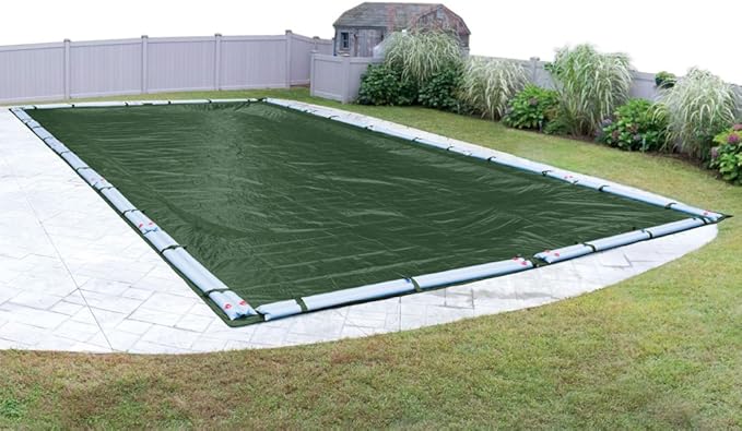 Robelle 18 x 36 ft Professional Green Winter Pool Cover for Inground Pools, 5 ft Overlap (23 x 41 ft Cover Size), Solid 12 x 12 Scrim, 3.7 oz/yd2, 15-Year Warranty, Style: 371836R