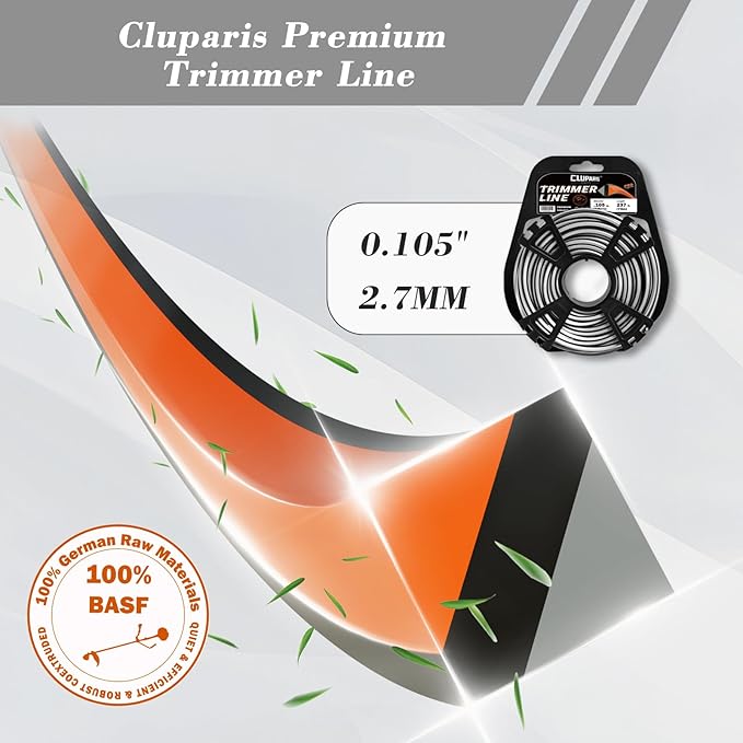 Cluparis 237-Feet Super Heavy Duty Trimmer Line .105-Inch-by-1-Pound Square Pro Trimmer Line Bulk 3-Component Tri-Extrusion Weed Eater String with Super Line Cutter