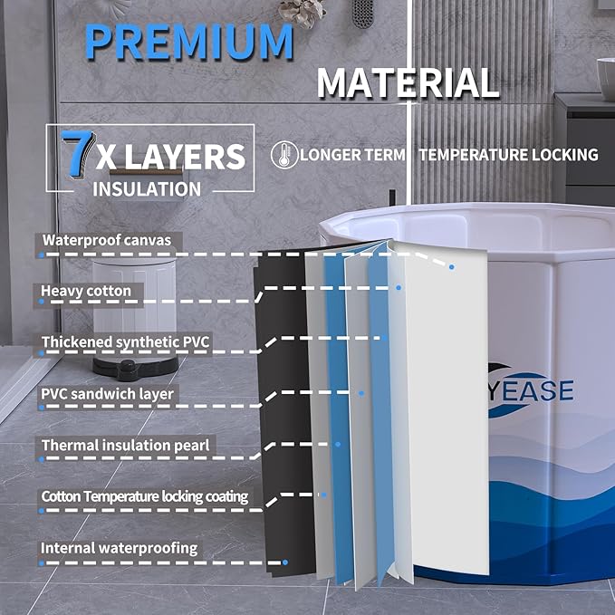 WAVYEASE Portable Bath Tub for Adults -(31.5"L x 26"H) Foldable Cold Plunge Tub for Recovery - Collapsible Soaking Bath Tub for Shower Stall Home SPA - Outdoor Ice Bathtub for Athletes (White)