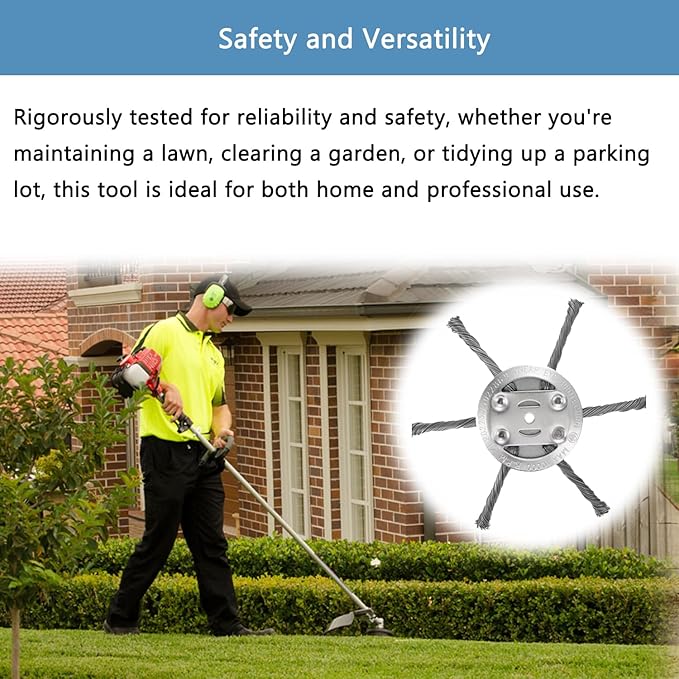 Steel Wire Grass Trimmer Head, 6 Inches Universal Steel Wire Brush Cutter Trimmer Blade for Weed Eater, Metal Wire Trimmer Head, String Trimmer Replacement Head for Lawn Care, Garden, Parking Lot
